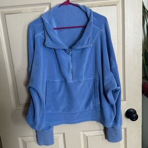 Blue half zip fleece jacket